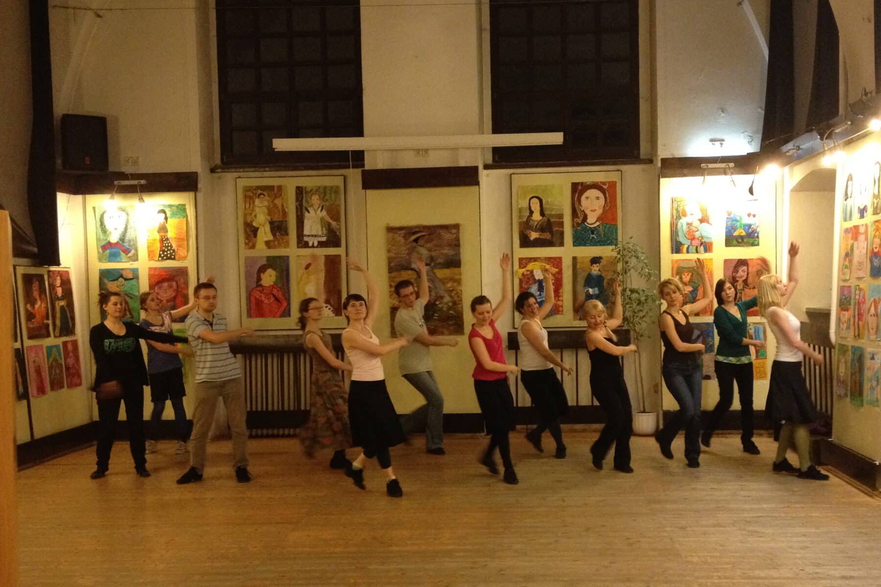 Members of the dance troupe Kachol rehearsing at the Popper synagogue in Kraków’s Kazimierz neighborhood.   